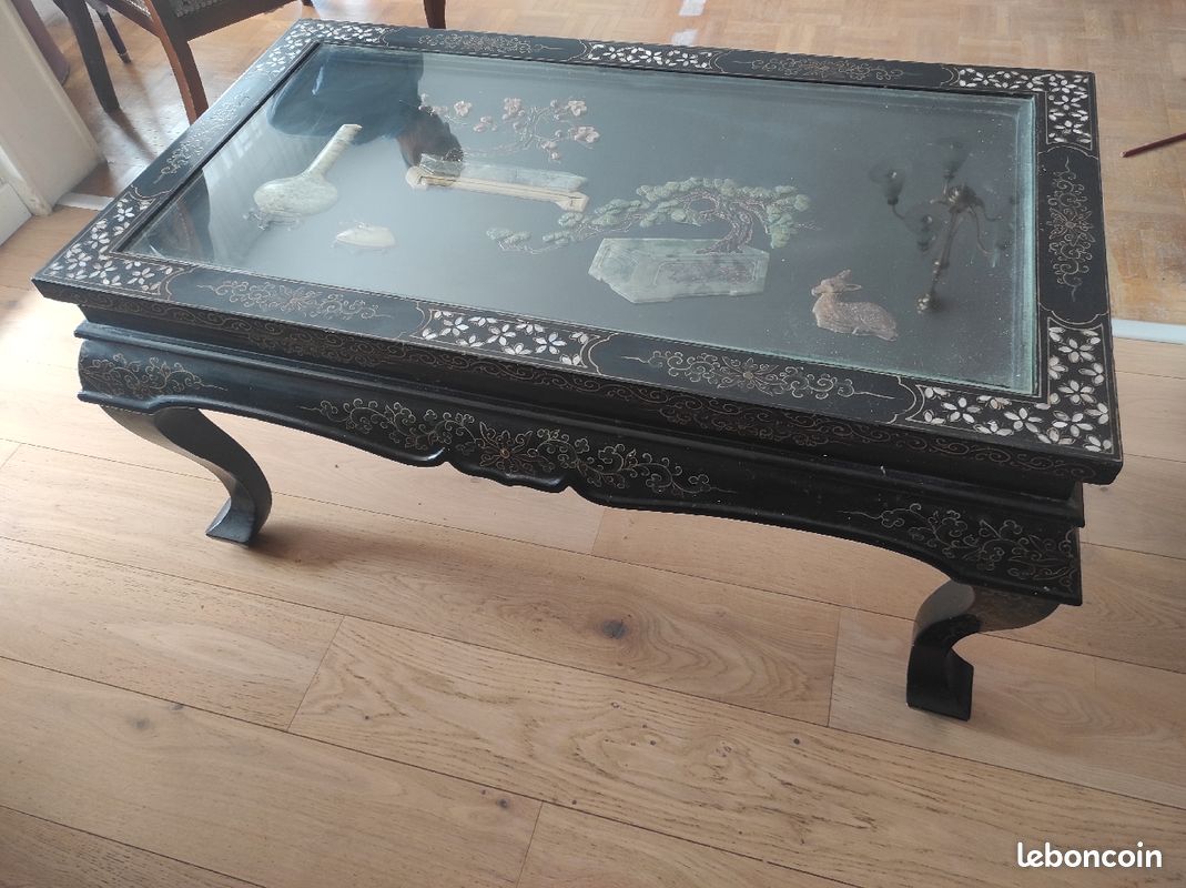 Table chinoise avec plateau vitre (image 2)
