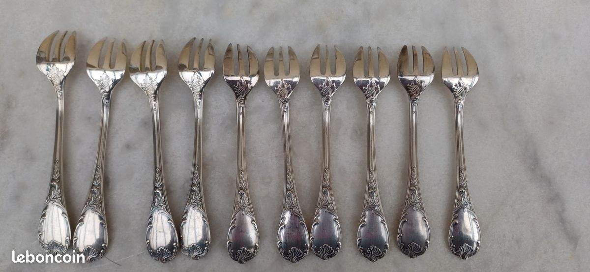 6 Superbes Fourchettes A Huitres Argenterie CHRISTOFLE MARLY