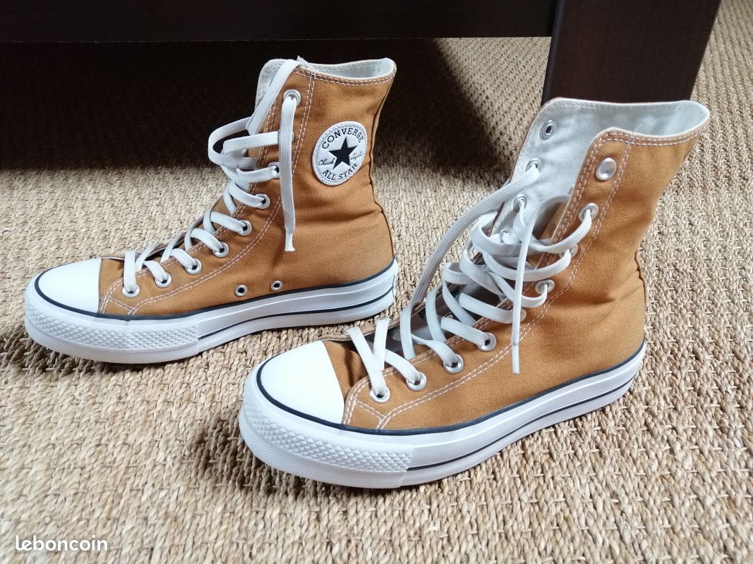 Chaussures Converse Converses Marron Plateforme Converse Marron