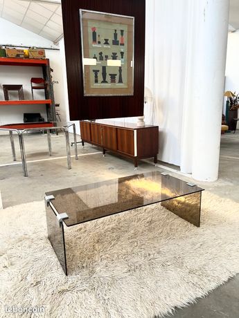 Table basse en verre vintage de Pierre Guariche Table basse en verre vintage de Pierre Guariche