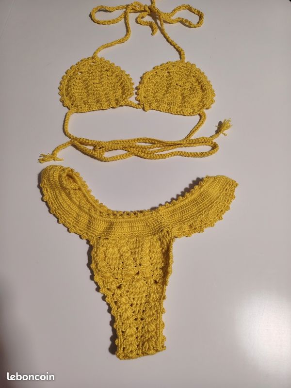 Bikini crochet jaune (image 1)