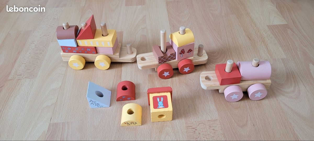 Train en bois à assembler cube à empiler jouet Playtive avec boite (image 7)