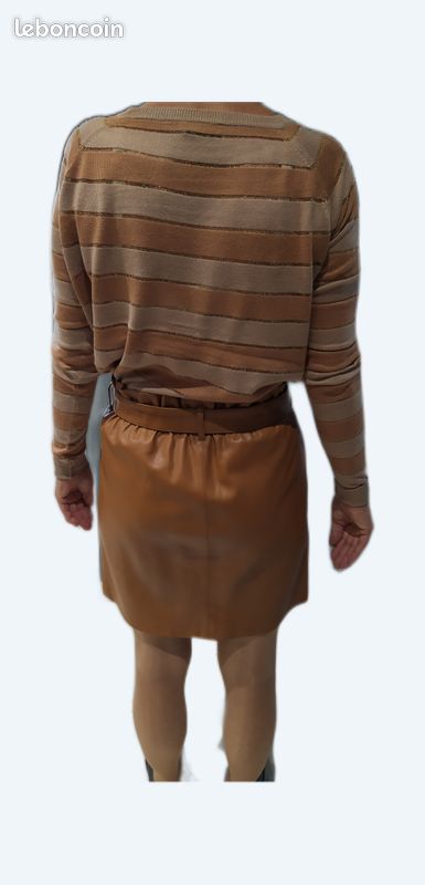 Jupe courte camel en simili cuir Taille 36 Vêtements