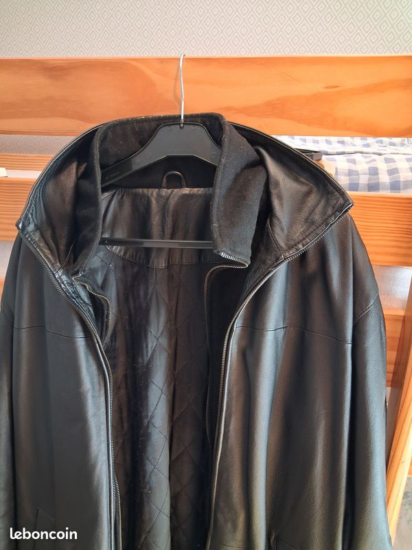 Veste homme en cuir noir (image 2)