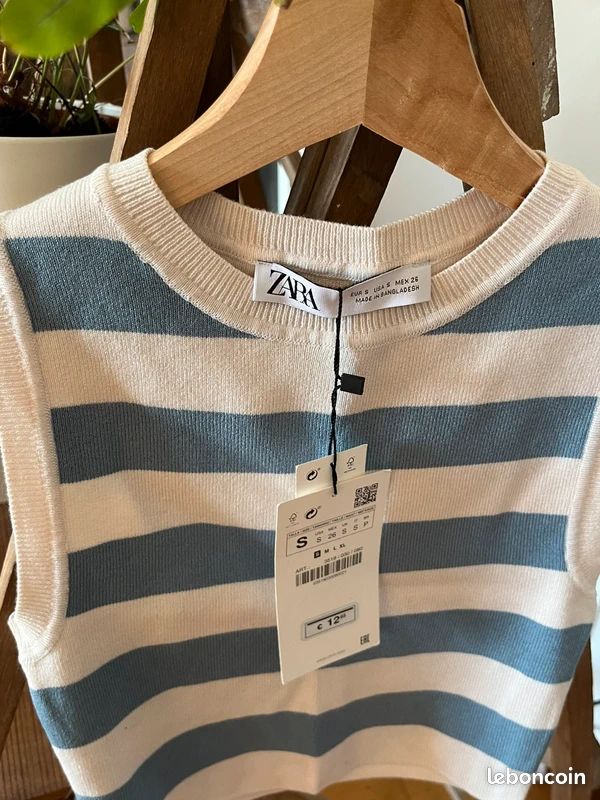 Débardeur Blanc Zara Junior Fille 11-12 Ans – Noeuds, Coton, Style Cottagecore