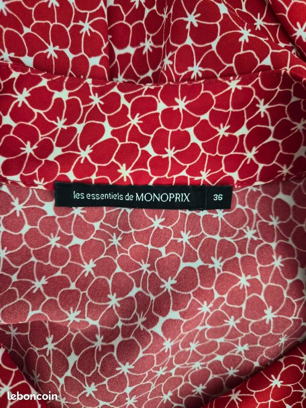 Blouse Femme Monoprix - Taille 1, Couleur Bleu, 100% Coton, Manches Longues, Occasion Très Bon état