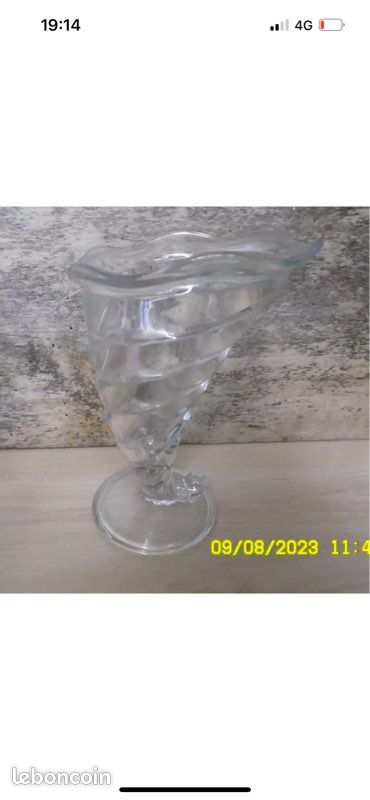 Coupe à Glace Vintage Bormioli Rocco Italie - Modèle "Corne D'Abondance" - Verre Transparent En Parfait état