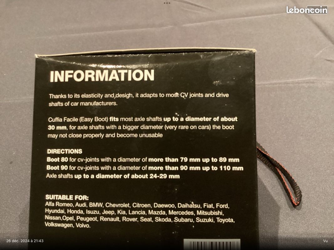 Soufflet de cardan à coller - Équipement auto