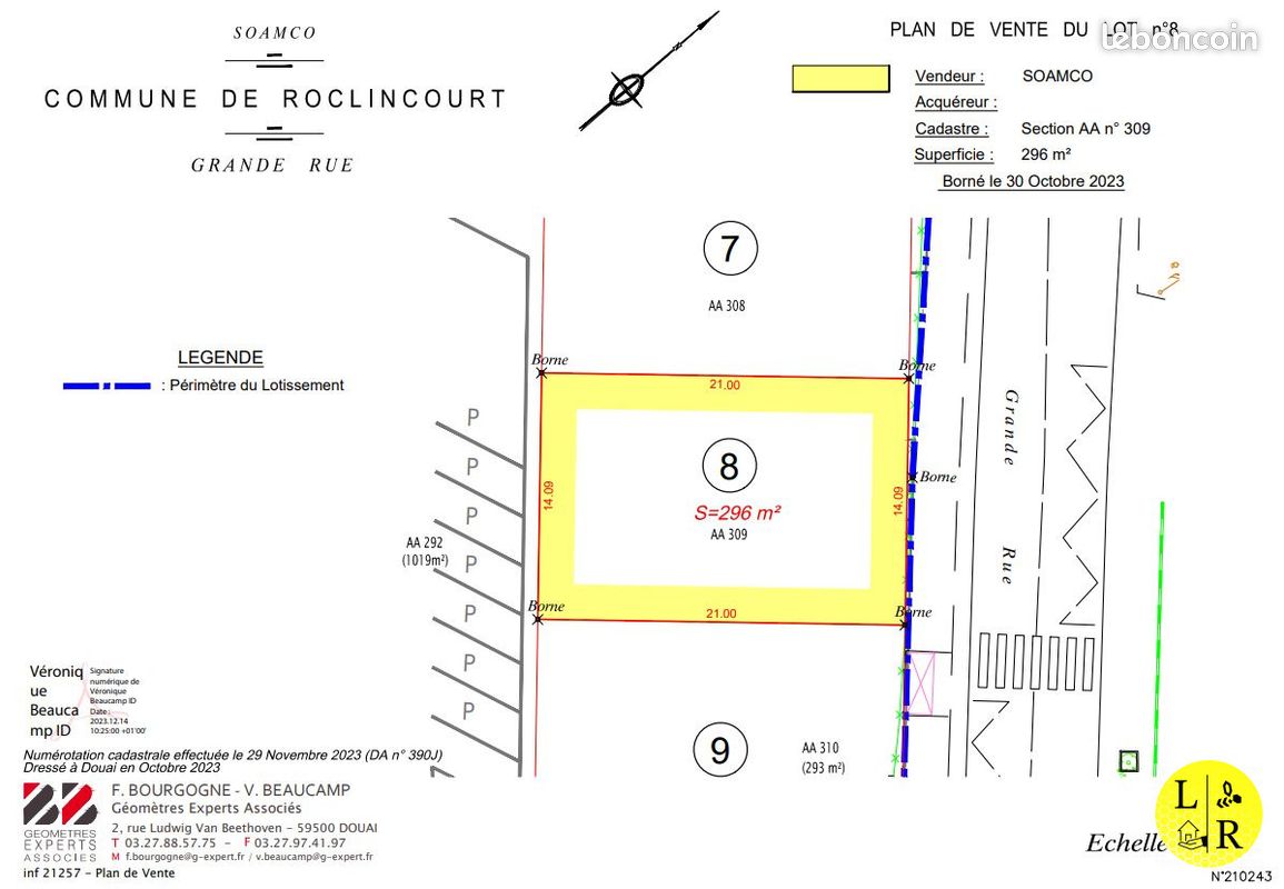 Terrain 296 m² · à Roclincourt · 296 m² · 66 000 €