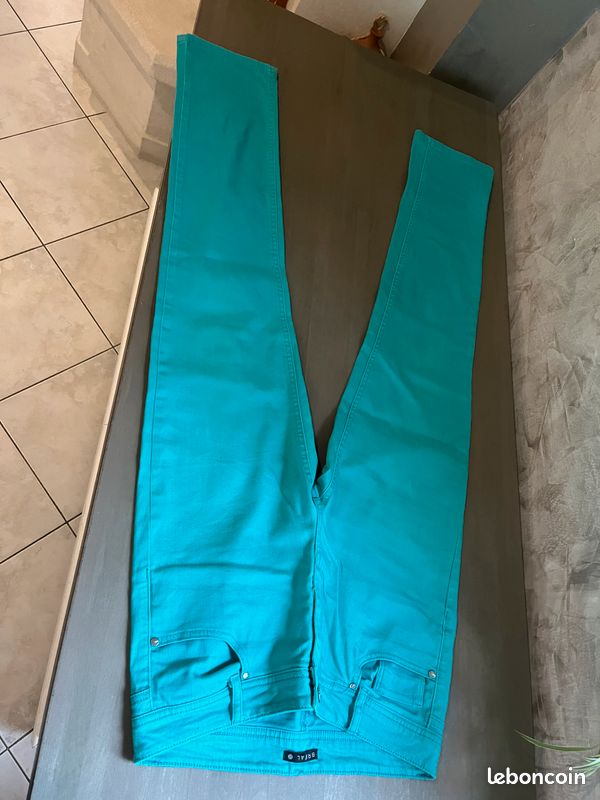 Pantalon bleu turquoise (image 1)