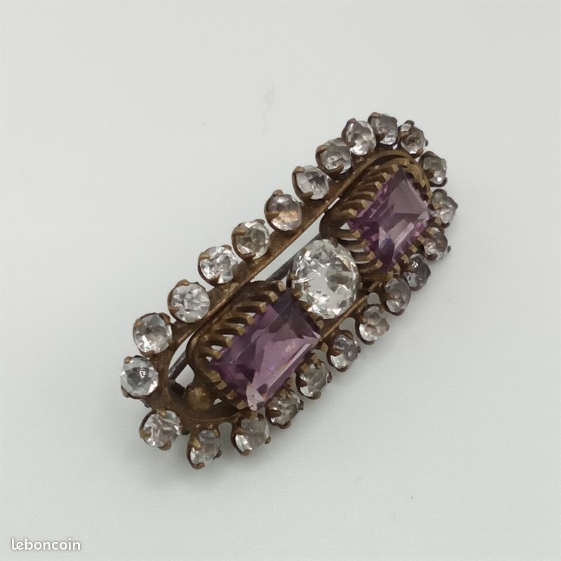 Belle Broche Ancienne Avec Pierre - Longueur 3 Cm - Vintage, Bijou D'occasion élégant