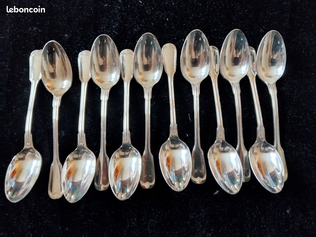 12 Cuillères à Dessert Uniplat Argentées Ravinet D'Enfer - Couvert Argent Plaqué