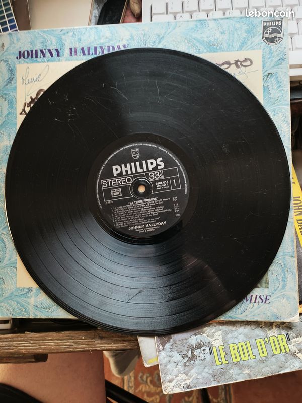 Disque vinyle 33 tours JOHNNY HALLYDAY . TERRE PROMISE (image 4)