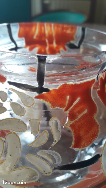 Vase coupe jardinière verre émaillé Mazoyer bzt03 (image 7)