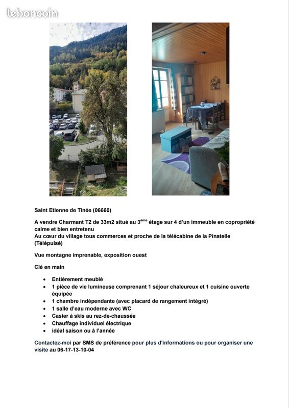 Appartement 2 pièces 33 m² · à Saint-Étienne-de-Tinée · 33 m² · 160 000 €
