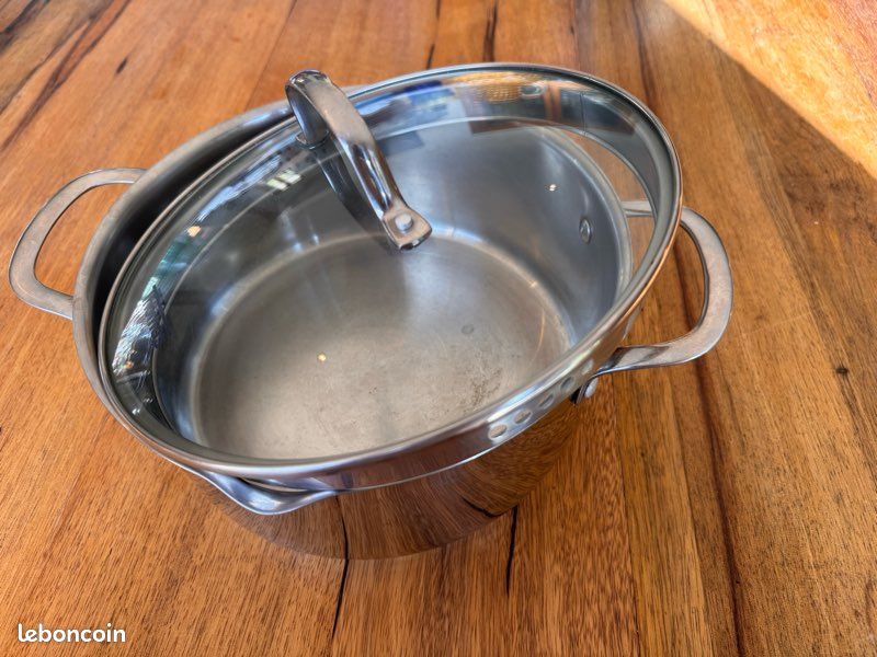 Cocotte Rôtissoire 3 Pièces Tramontina - Acier Inox + Couvercle Verre + Cuillère Et Pince Service