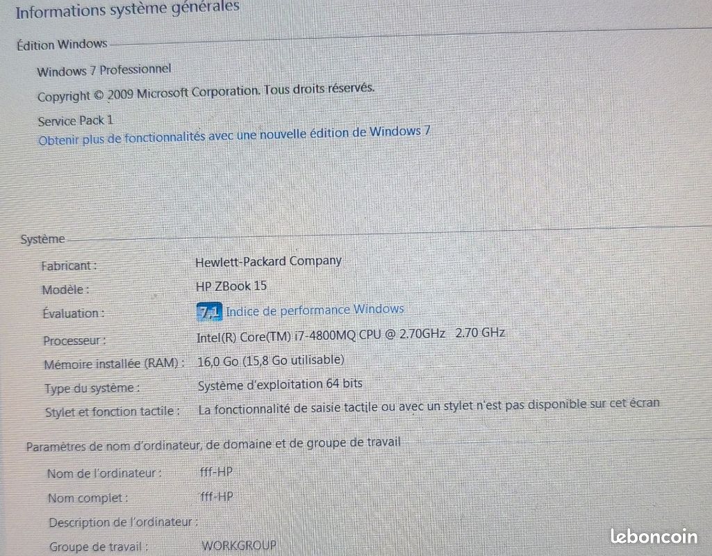 Pc portable HP zbook15 (image 3)