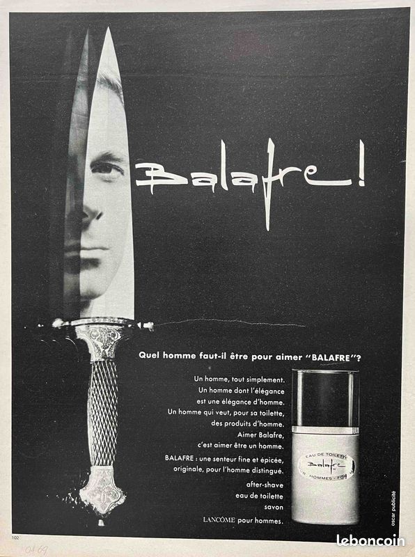 ❇️🛁🧔🏼🌸 Lancôme, parfumeur 🇫🇷 "Balafre" 1969, Quel homme... ✦ Publicité originale vintage ✦ (image 1)