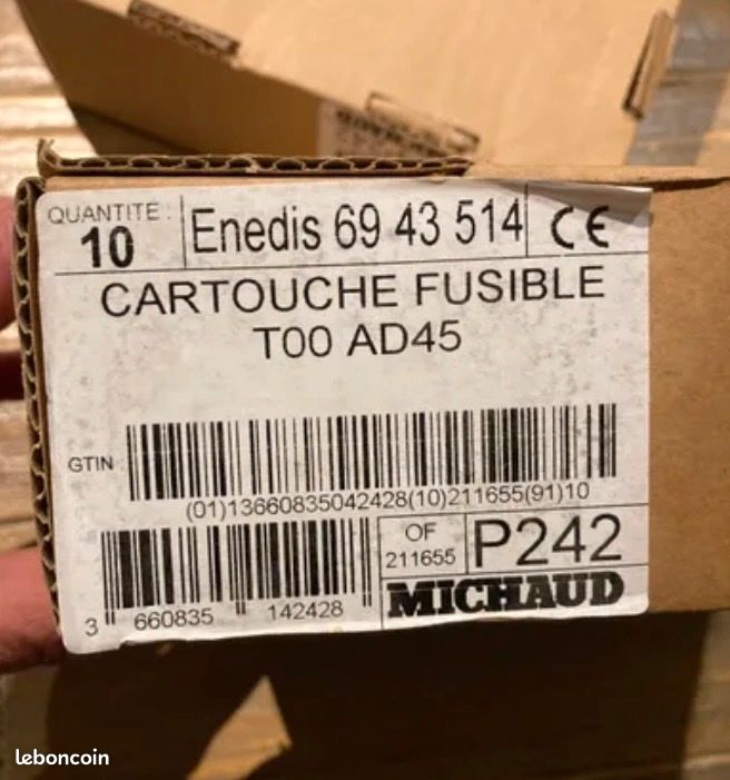 Lot 10 fusible cartouche AD45 440V Michaud neuf (image 3)
