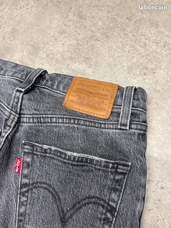 Jean Levi's Ribcage Straight Ankle premium taille haute en denim gris foncé | Taille 32 FR #SLCP58.78 (image 2)