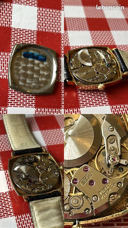 Montre Vintage Buren Slendermatic - Boîtier Acier Forme TV - Calibre 1282 Automatique