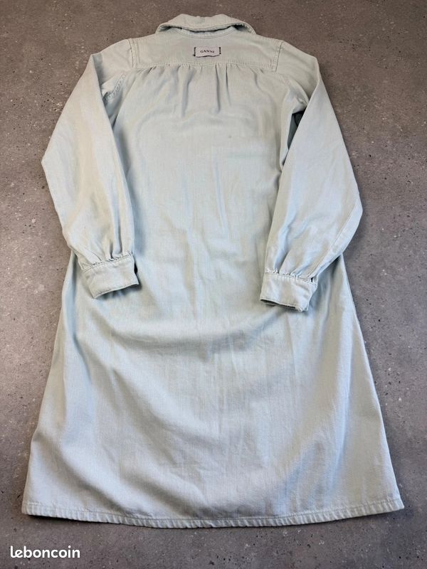 Robe combinaison en Jean Ganni L Femme - 40 bleu clair denim col chemise coton boutons pression (image 5)