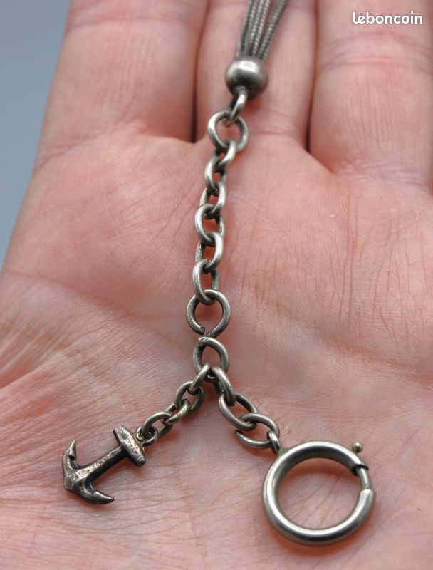 Ancienne Chaîne De Montre Chatelaine En Argent - Vintage, Sans Marque, état D'occasion