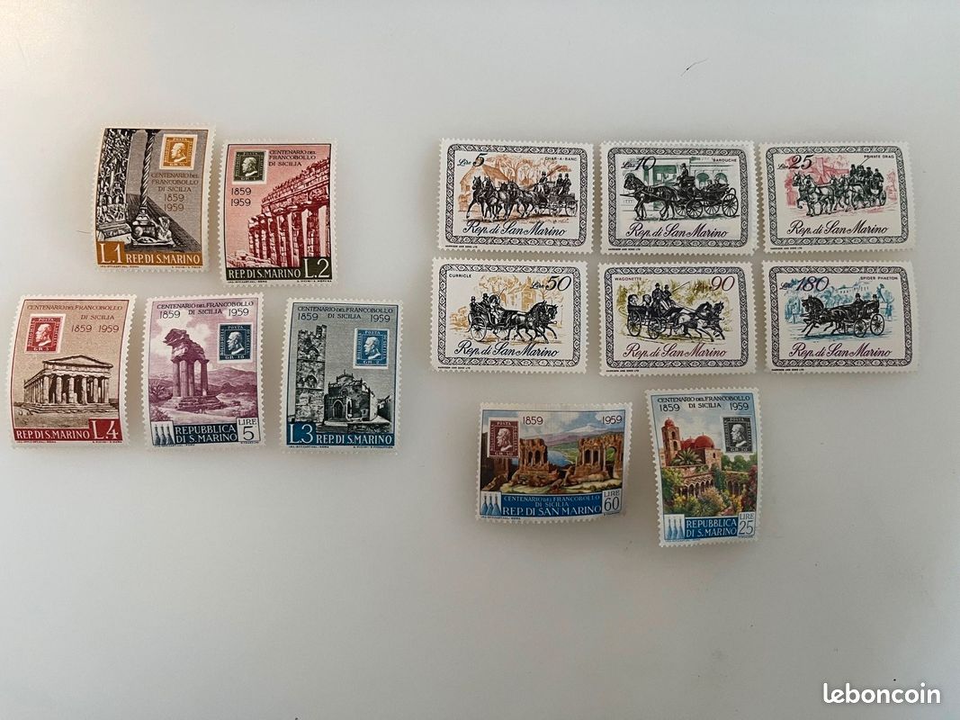 Timbres anniversaires - Sicile - 1859/1959 Republica di San Marino (image 1)