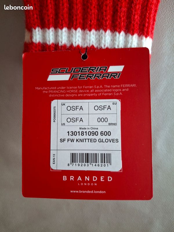 Gants Ferrari neufs avec étiquette taille unique (image 3)