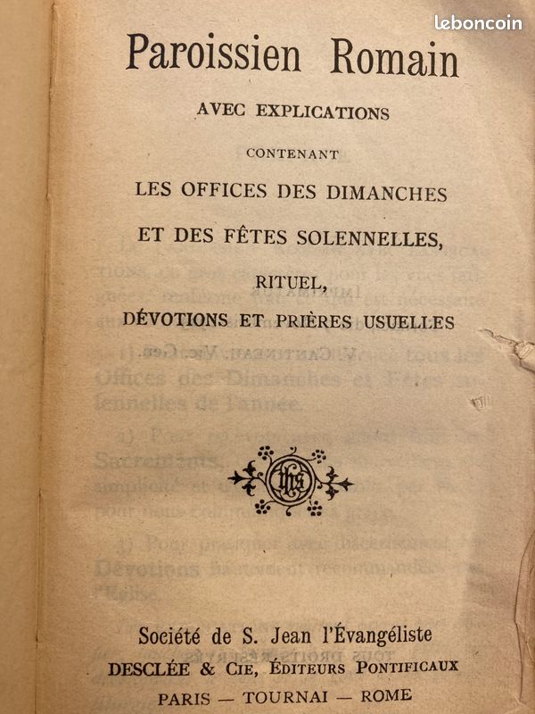 Ancien Paroissien Romain, missel n•250, novembre 1923 éditions Desclée (image 4)
