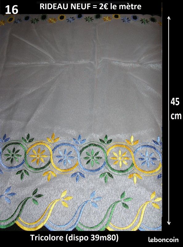 RIDEAUX et VOILAGES MODERNES NEUFS à 2 euros le mètre, Toutes largeurs, Gros métrages disponibles, ENVOI POSSIBLE (image 16)