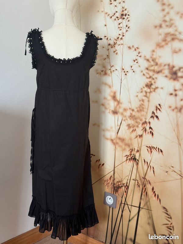 ONE STEP robe d'été coton et dentelle noir T 36 (image 2)