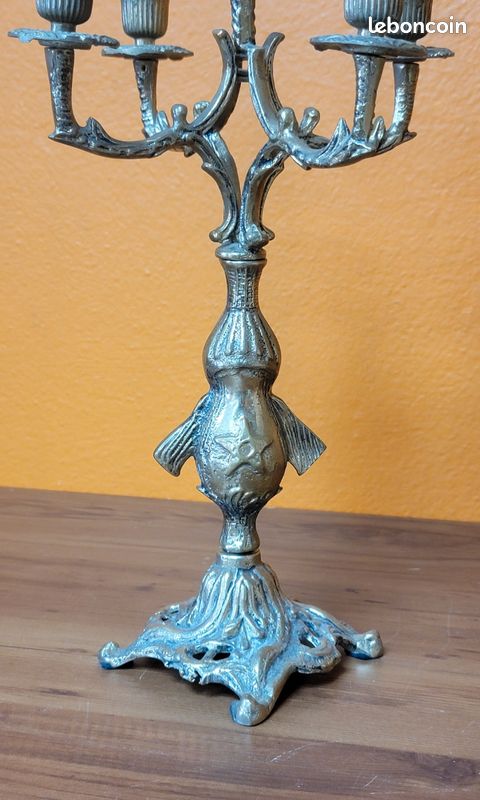 Garniture de cheminée horloge et candélabres en cuivre (image 12)