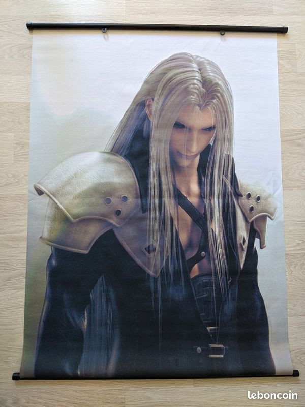 Poster Final Fantasy VII FF7 toile imprimée souple grande taille 110x80cm fixation ajustable pose facile (image 1)