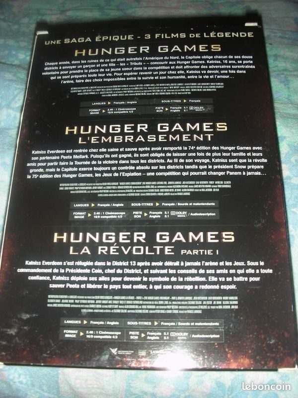 Vent 3 dvd Hunger Games au PRIS DE 12 EURO unitaire livraison la poste a 4,20 euros lettre suivie (image 2)