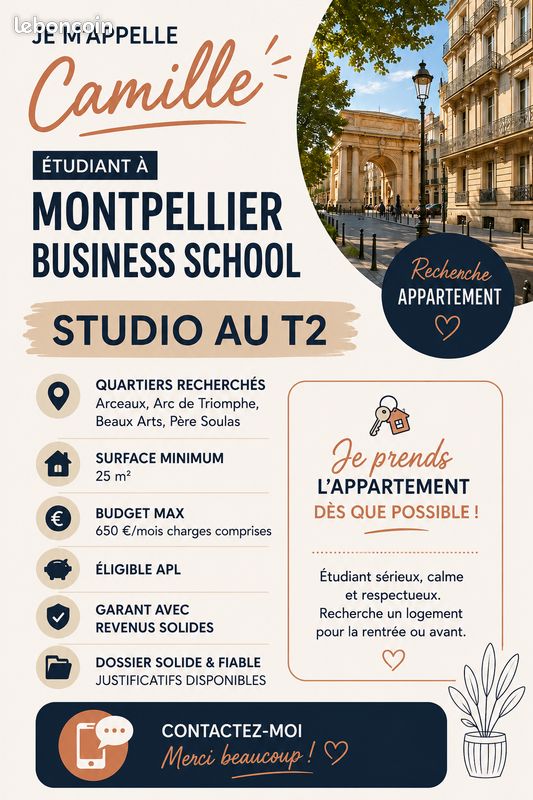 Appartement 1 pièce 25 m² · à Montpellier · 25 m² · 650 €