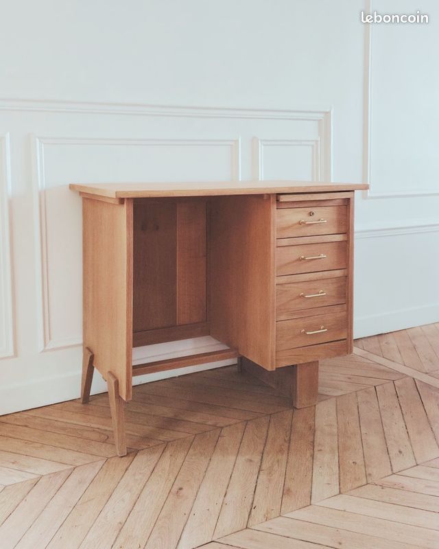 Bureau vintage rénové, style scandinave, années 50-60 (image 3)