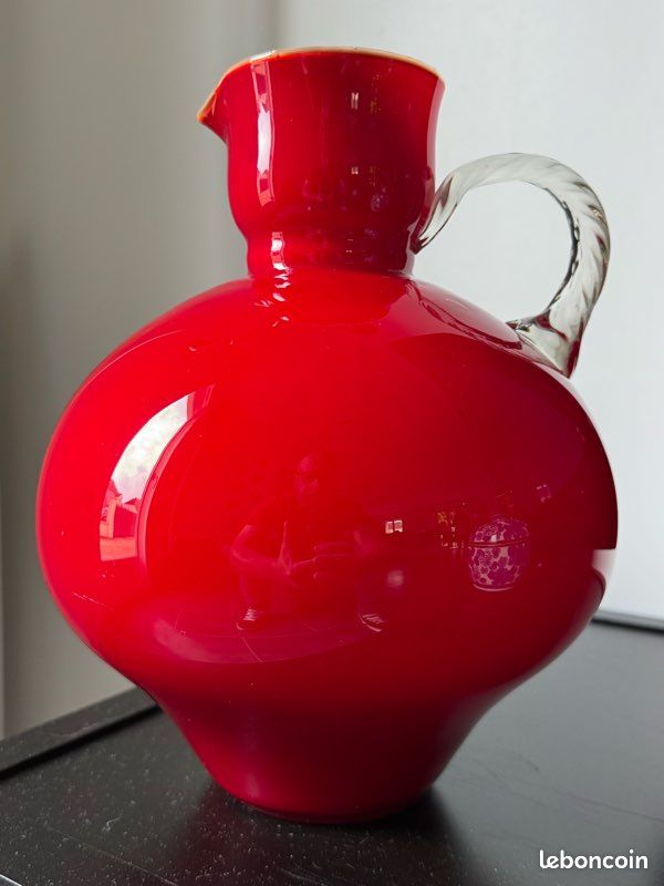 Vase en verre opalin d’empoli 70s (image 1)