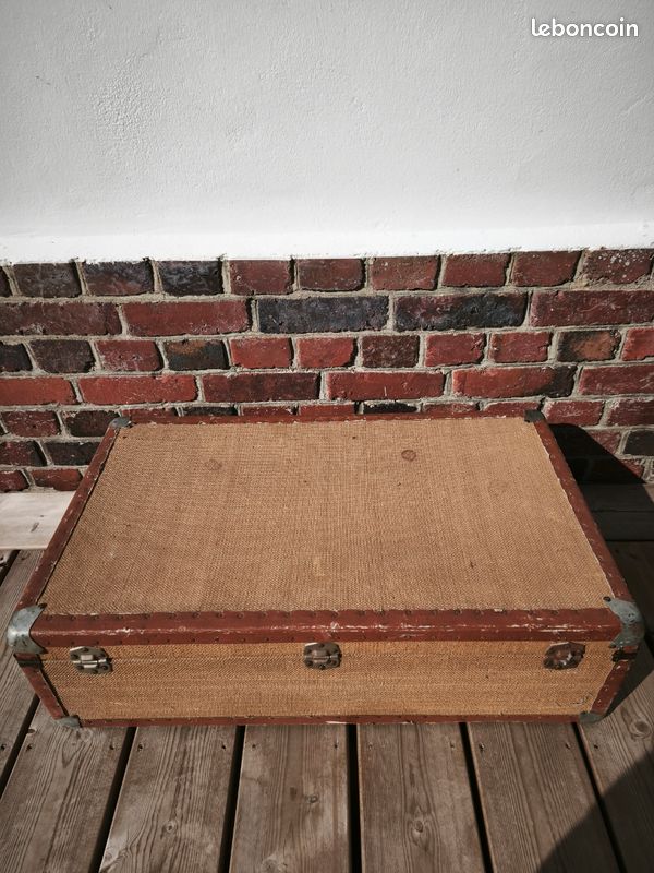 Rare Valise Vintage Marron Années 50 Avec Clé - 69x43x17 Cm - Déco Ou Rangement
