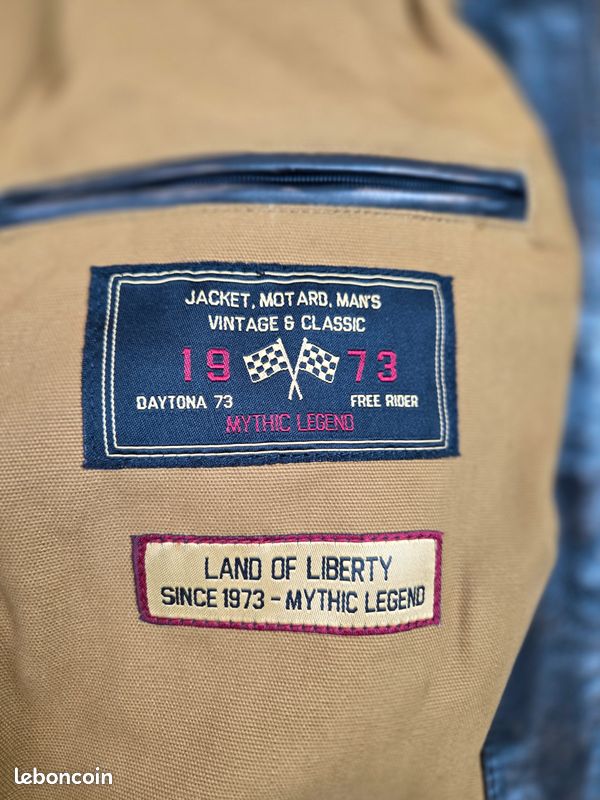 Veste en cuir d'agneau moto taille XL full zip (image 10)