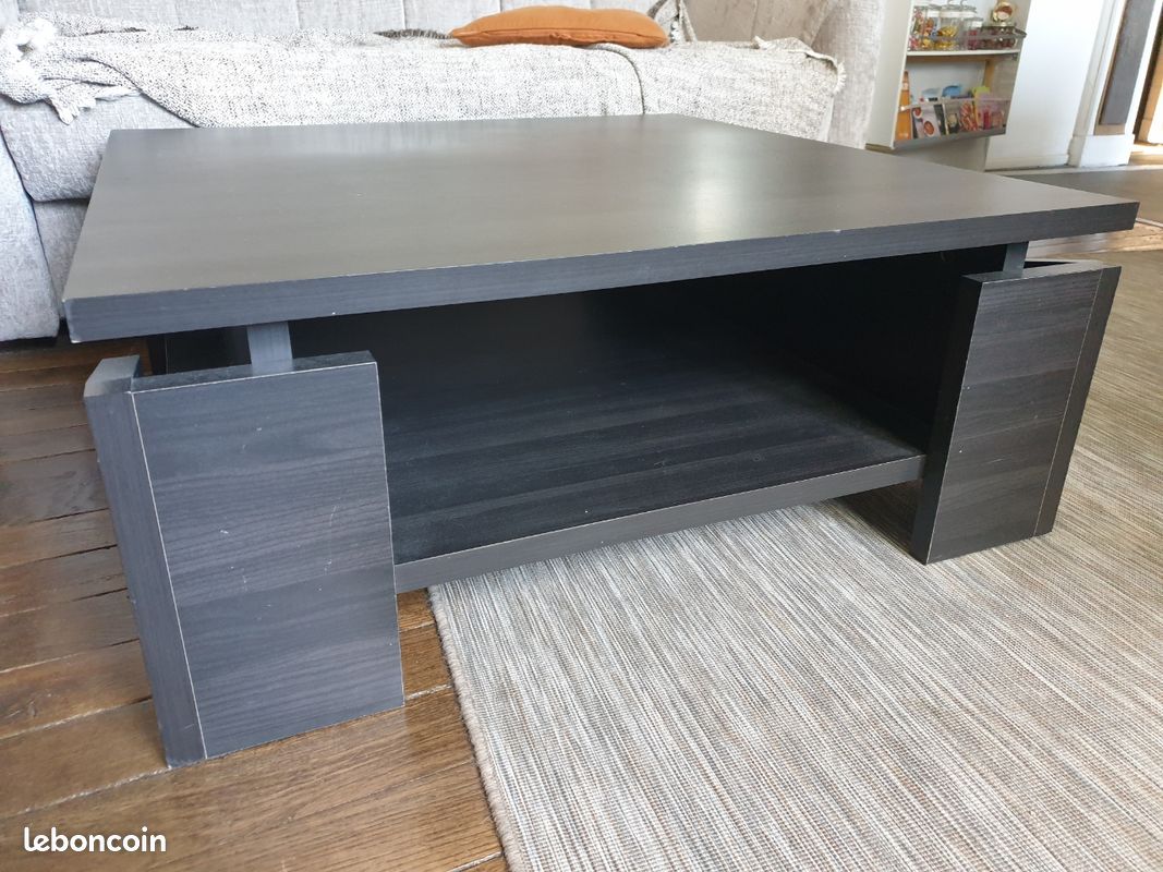 Table basse coffre en bois massif – très lourde – grand rangement - Ameublement