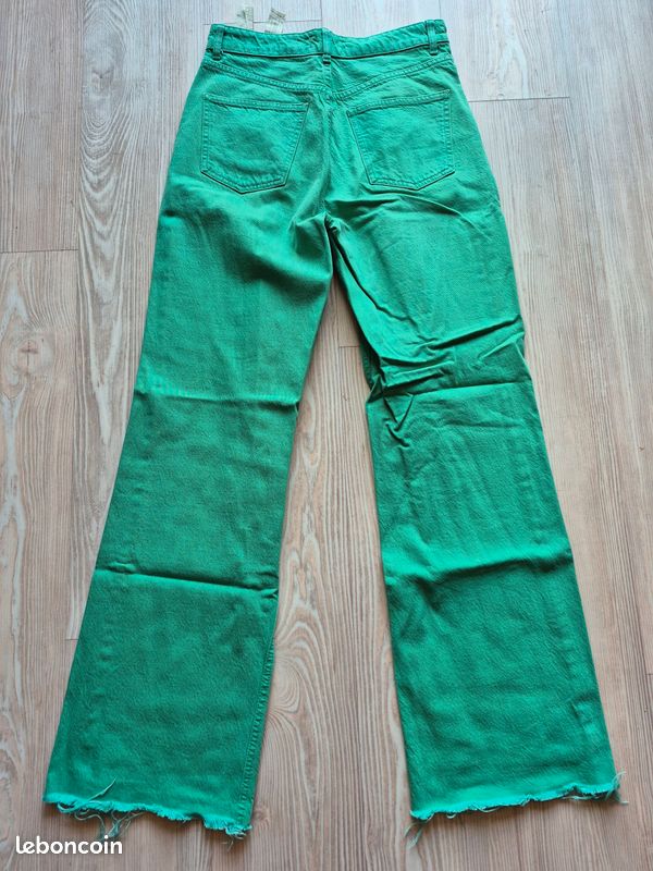 Jean Wide Leg Vert Zara Jean Vert Zara Taille 38 Vêtements