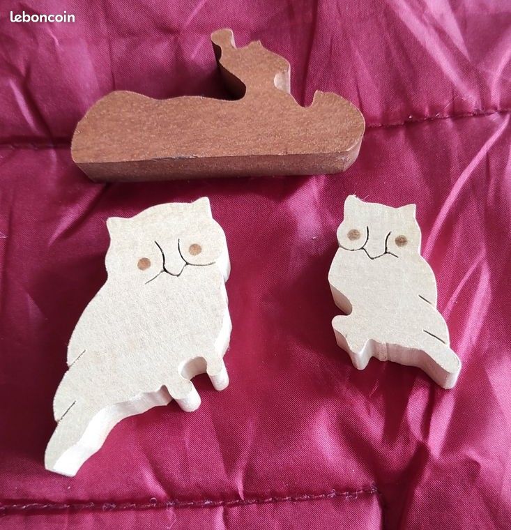 Couple de chouettes en bois (image 2)