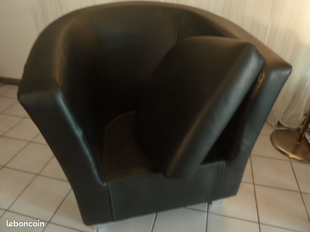 Fauteuil cabriolet simili cuir 1 noir (image 4)