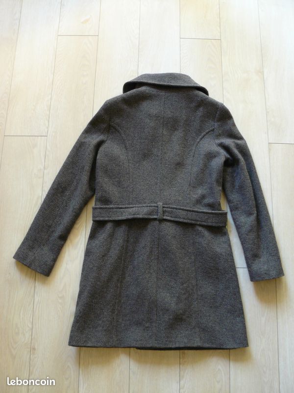 Manteau Femme CAMAIEU Taille 38 - 65% Laine, Couleur Noir, Parfait état