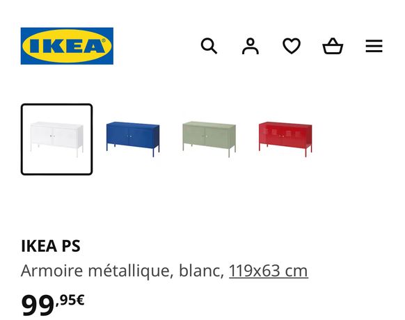 IKEA PS Armoire métallique, bleu, 119x63 cm - IKEA