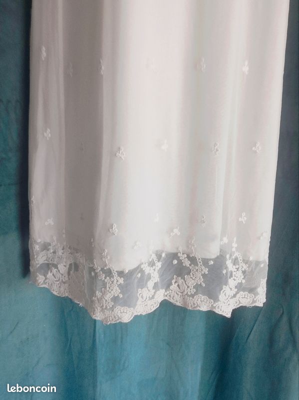 Robe nuisette mesh dentelle blanc ivoire vintage / Mango Suit - 38/M (image 8)