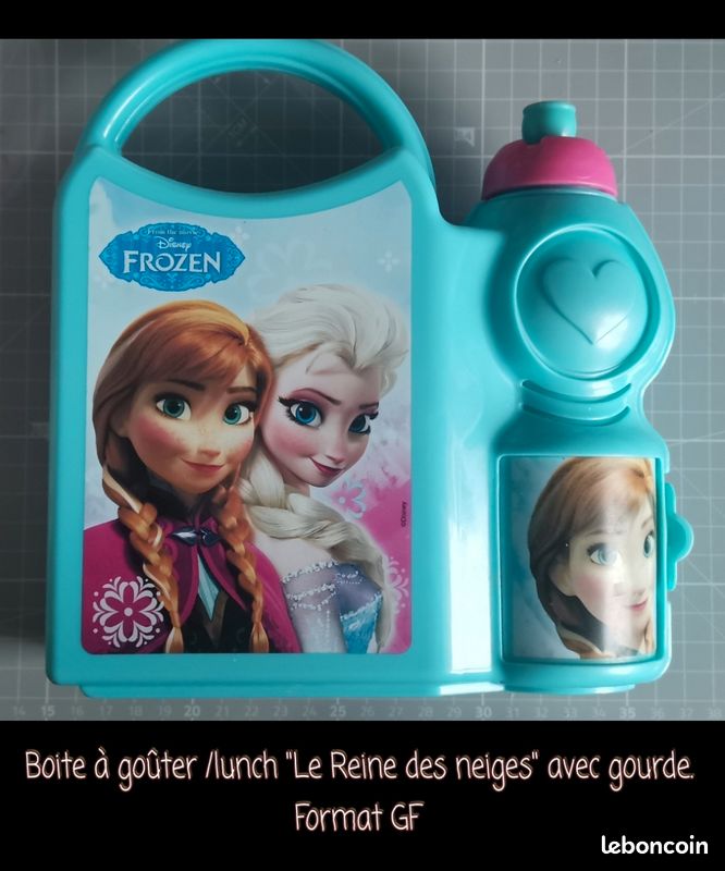 Boite à goûter /lunch "Le Reine des neiges" avec gourde. Format GF (image 1)