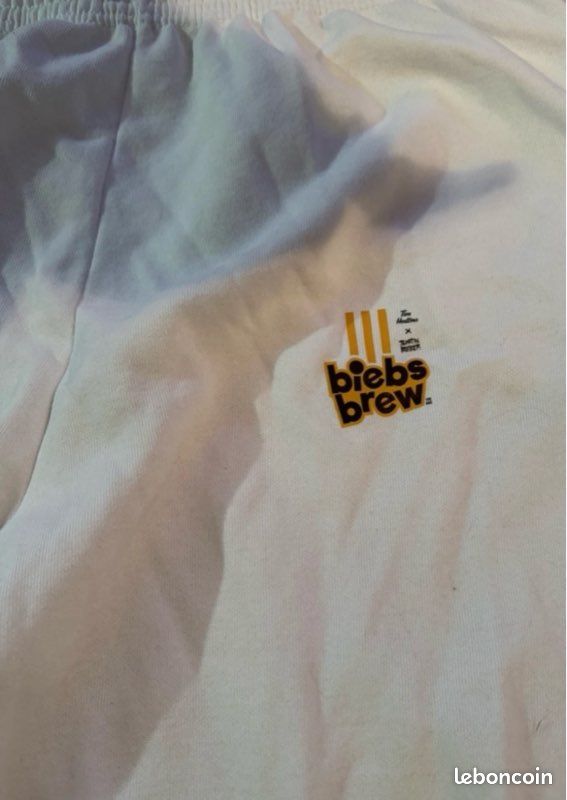 Lot de 3 pièces : Biebs Brew Justin Bieber X Tim Hortons (Canada). Pantalon + Tee-Shirt + Pull Blanc. Neuf (image 6)