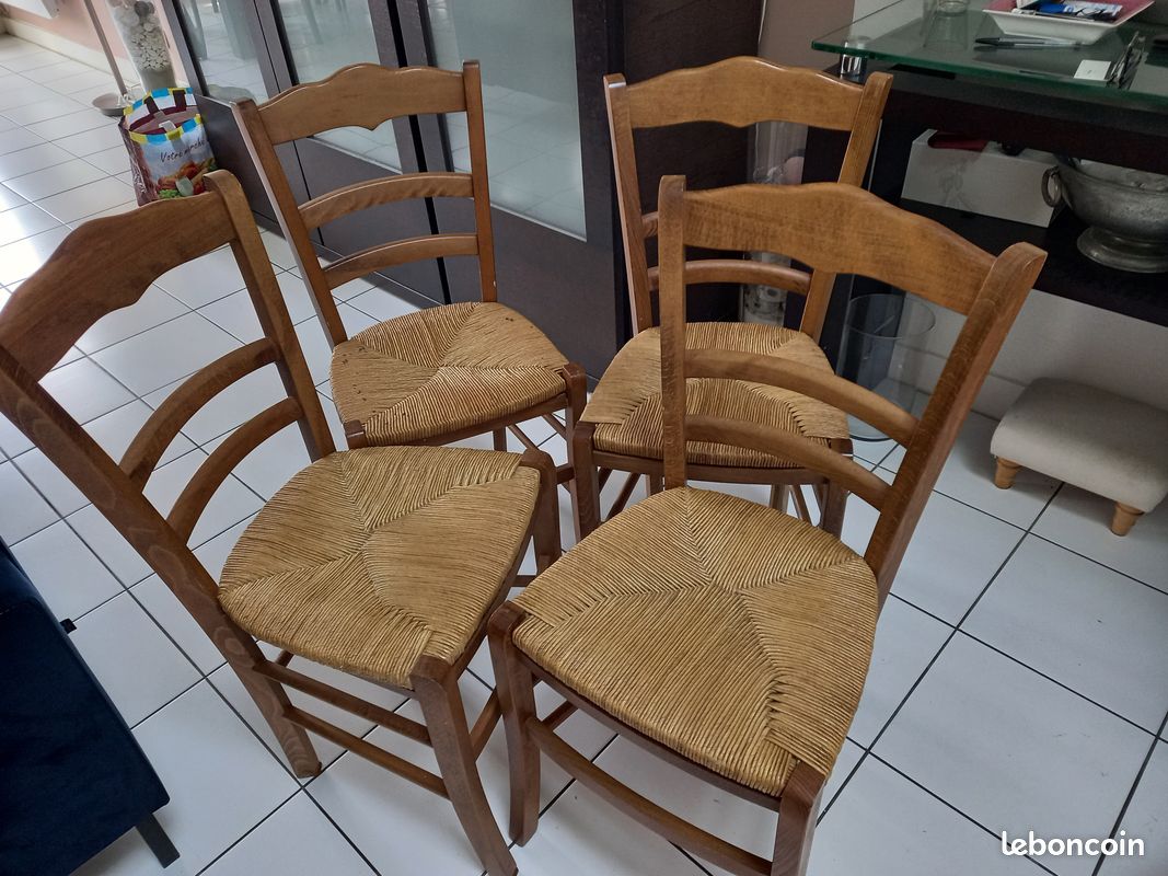 Chaises anciennes chêne et paillées (image 1)